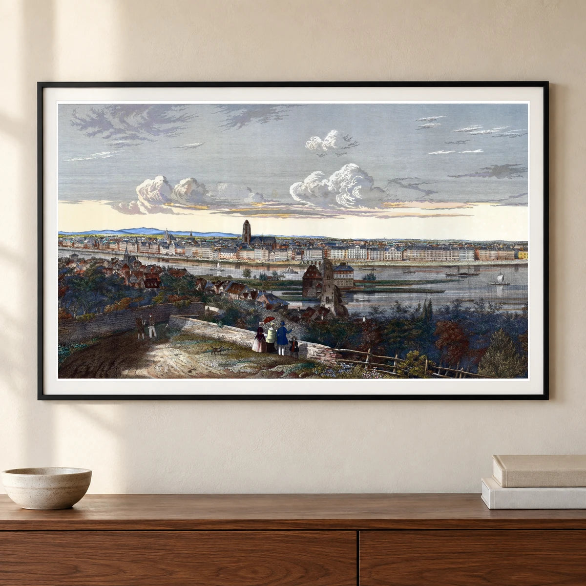 View From Sachsenhaeuser Berg (mountain Of Sachsenhausen) To The North — Classical Art shown in a styled interior
