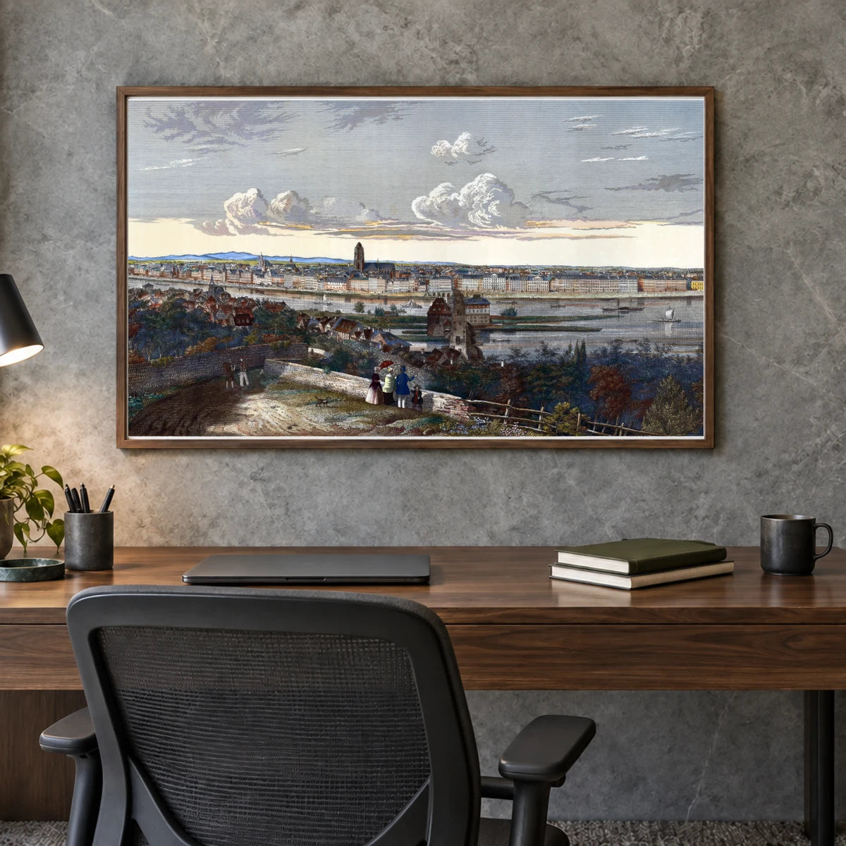 View From Sachsenhaeuser Berg (mountain Of Sachsenhausen) To The North — Classical Art shown in a styled interior