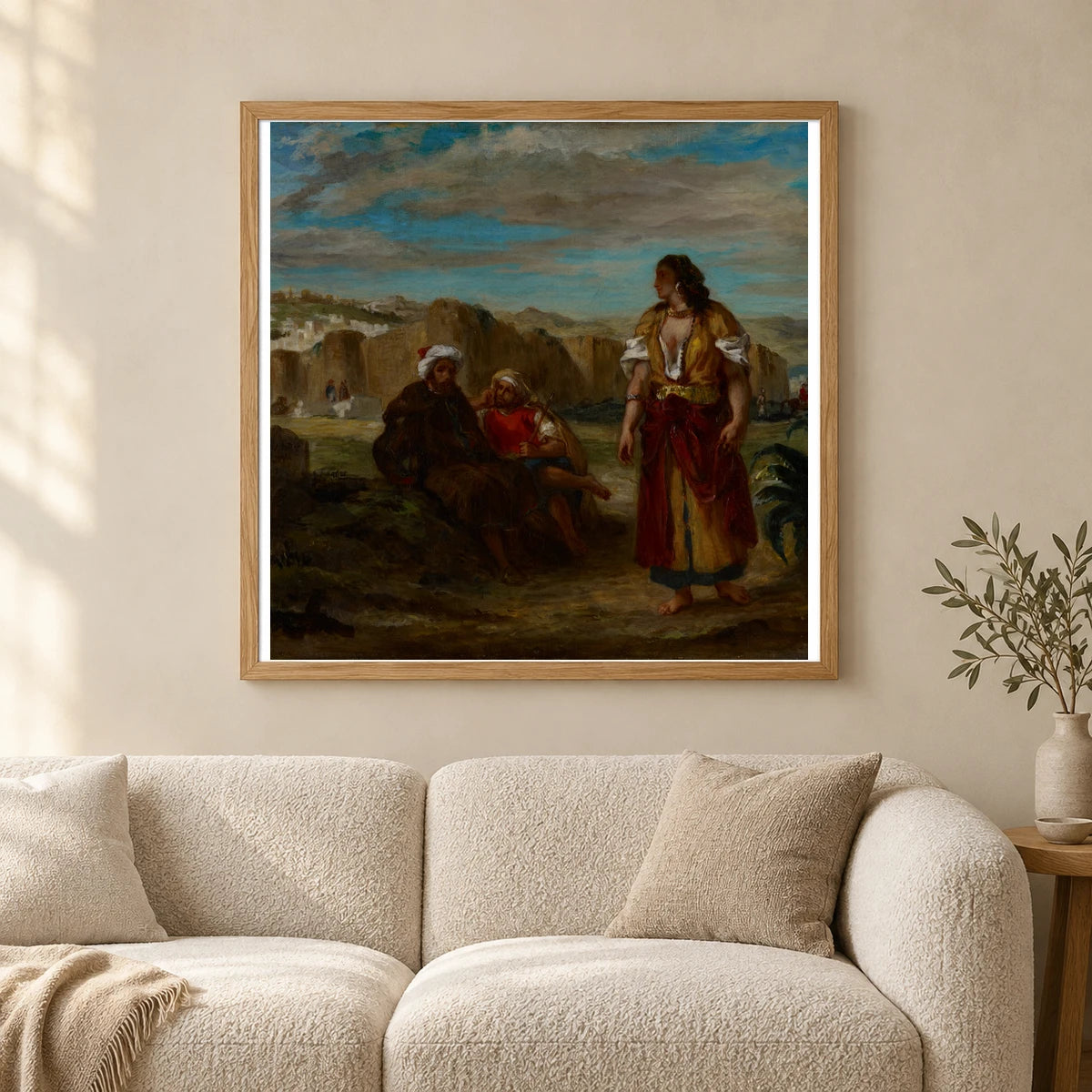 View Of Tangier By Eugène Delacroix — Classical Art shown in a styled interior