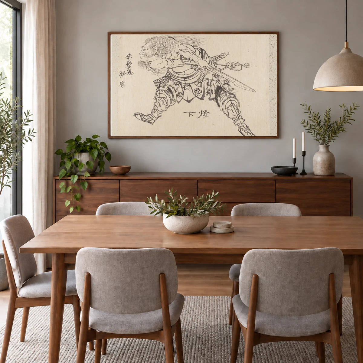 Katsushika Hokusai IX — Katsushika Hokusai shown in a styled interior