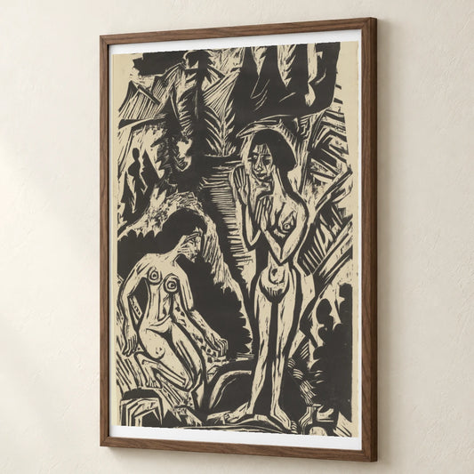Zwei Badende Frauen Im Felsenbach (1921) — Ernst Ludwig Kirchner ernst ludwig kirchner print by SaamCrafts