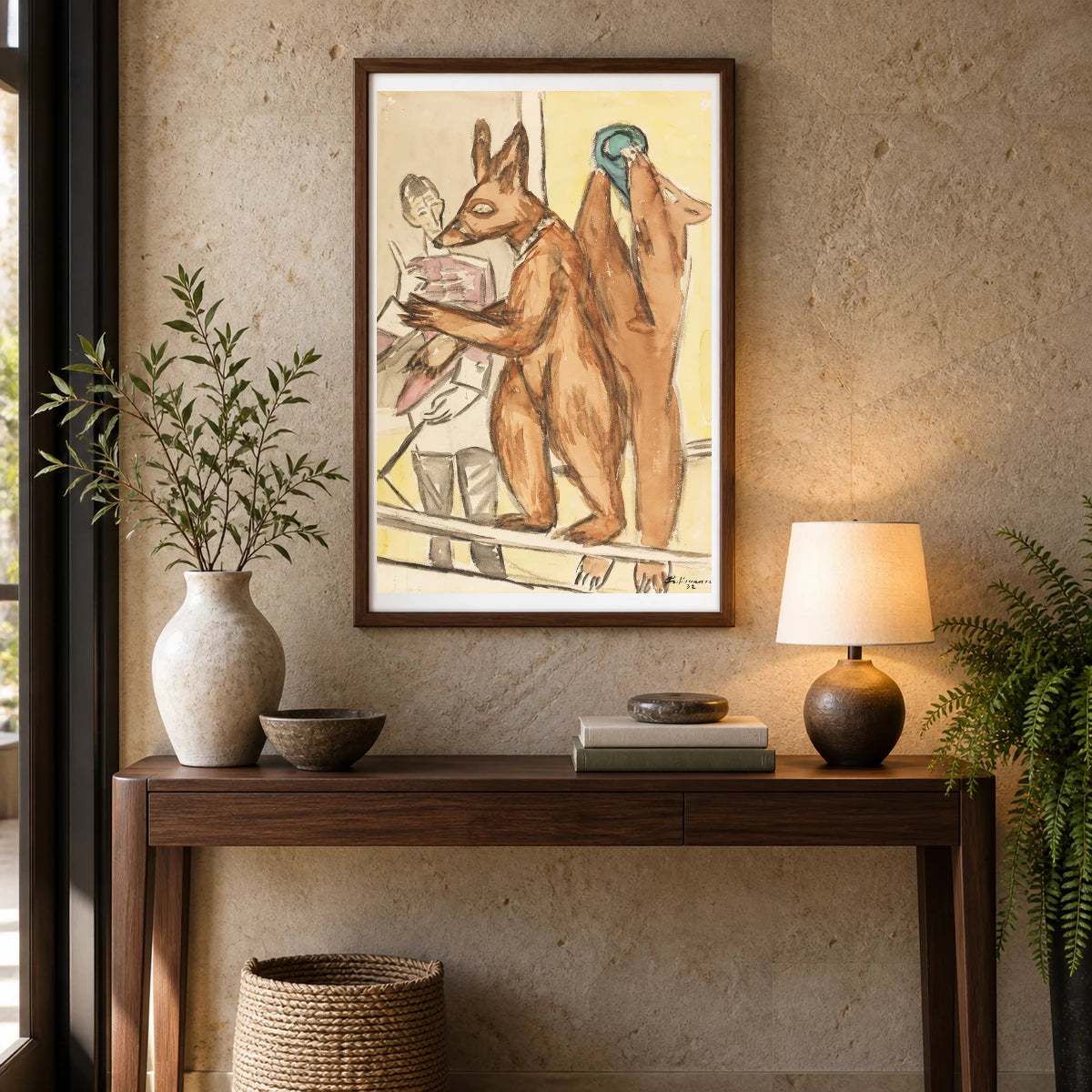 Dressierte Bären (1932) — Max Beckmann shown in a styled interior