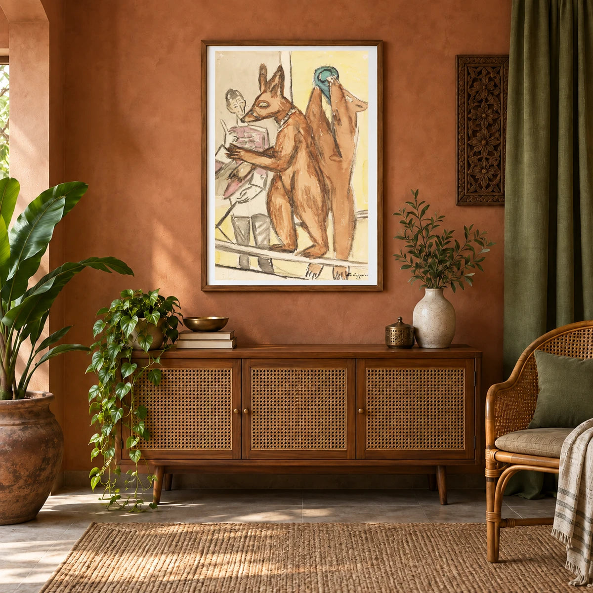 Dressierte Bären (1932) — Max Beckmann shown in a styled interior