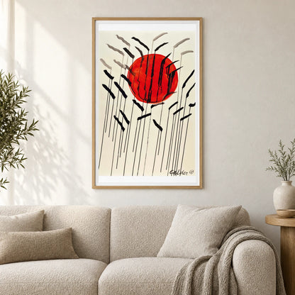 Cattails With Red Sun (1969) — Modern & Contemporary shown in a styled interior