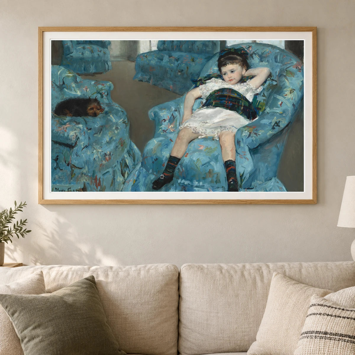Little Girl In A Blue Armchair — Modern & Contemporary shown in a styled interior