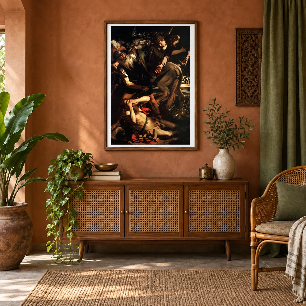 The Conversion Of Saint Paul (ca. 1600) — Modern & Contemporary shown in a styled interior