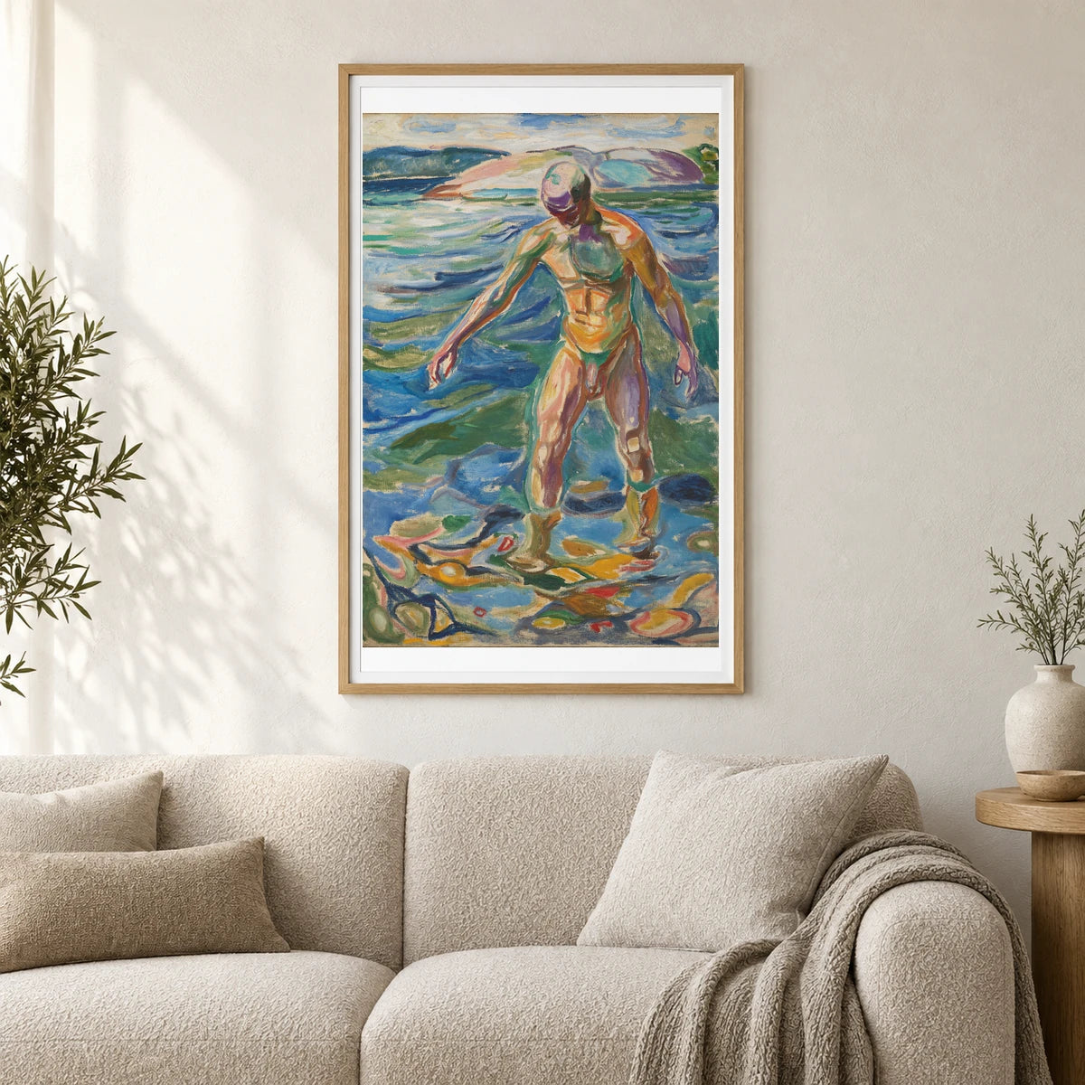 Bathing Man (1918) — Edvard Munch shown in a styled interior