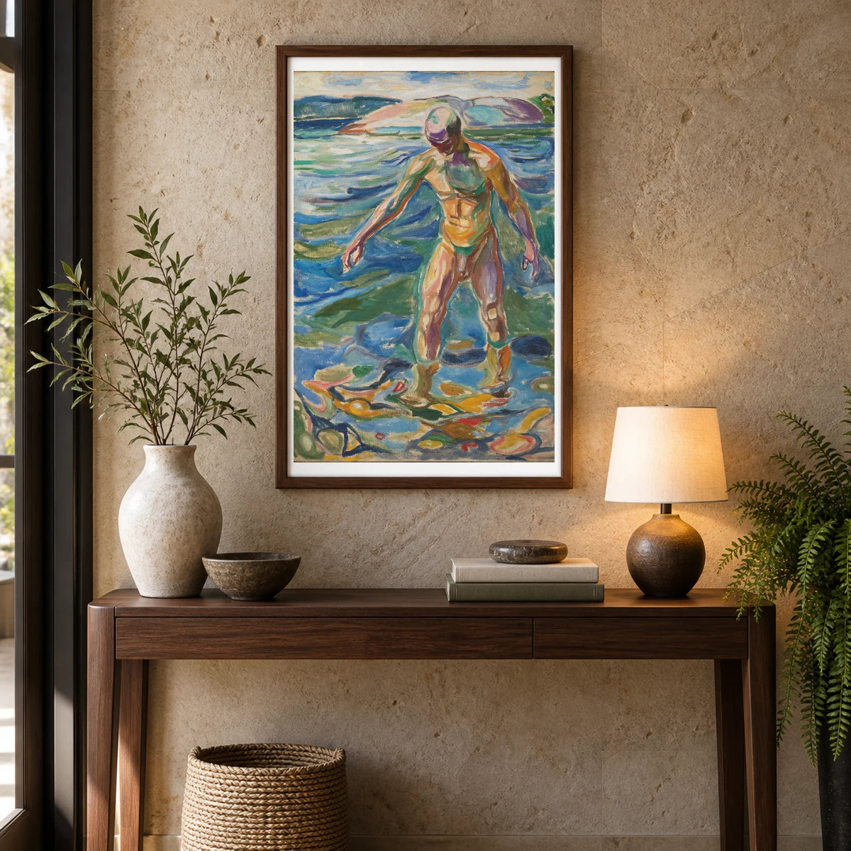 Bathing Man (1918) — Edvard Munch shown in a styled interior