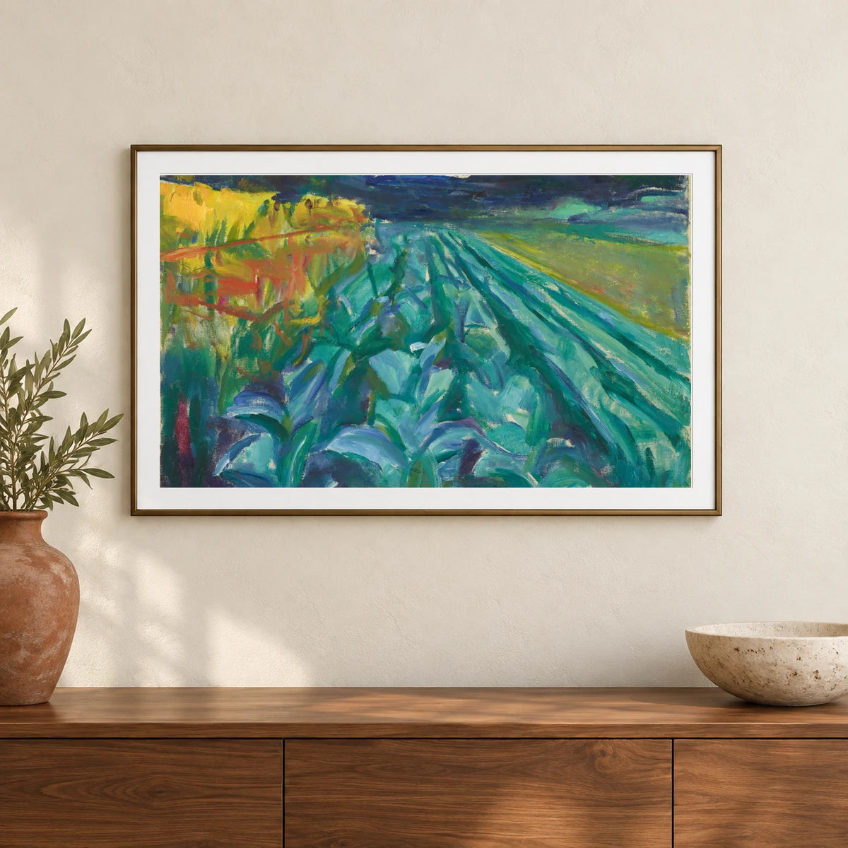 Cabbage Field (1915) — Edvard Munch shown in a styled interior