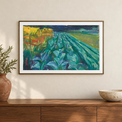 Cabbage Field (1915) — Edvard Munch shown in a styled interior