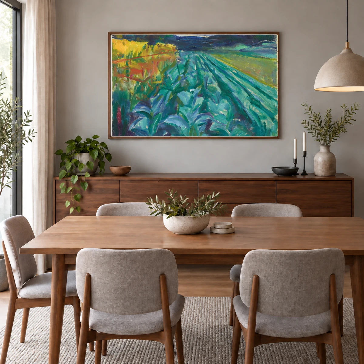 Cabbage Field (1915) — Edvard Munch shown in a styled interior
