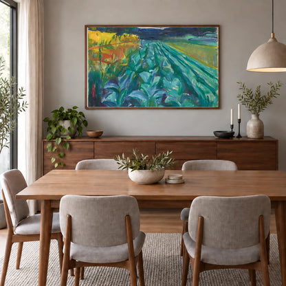 Cabbage Field (1915) — Edvard Munch shown in a styled interior
