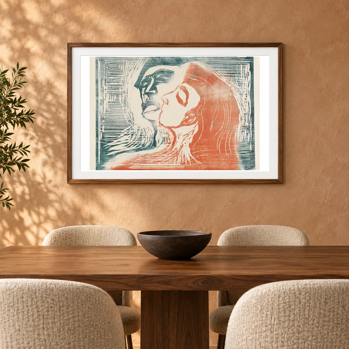 Head By Head (man And Woman Kissing) (1905) — Edvard Munch shown in a styled interior