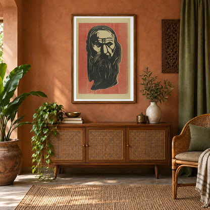 Head Of An Old Man With Beard (1902) — Edvard Munch shown in a styled interior