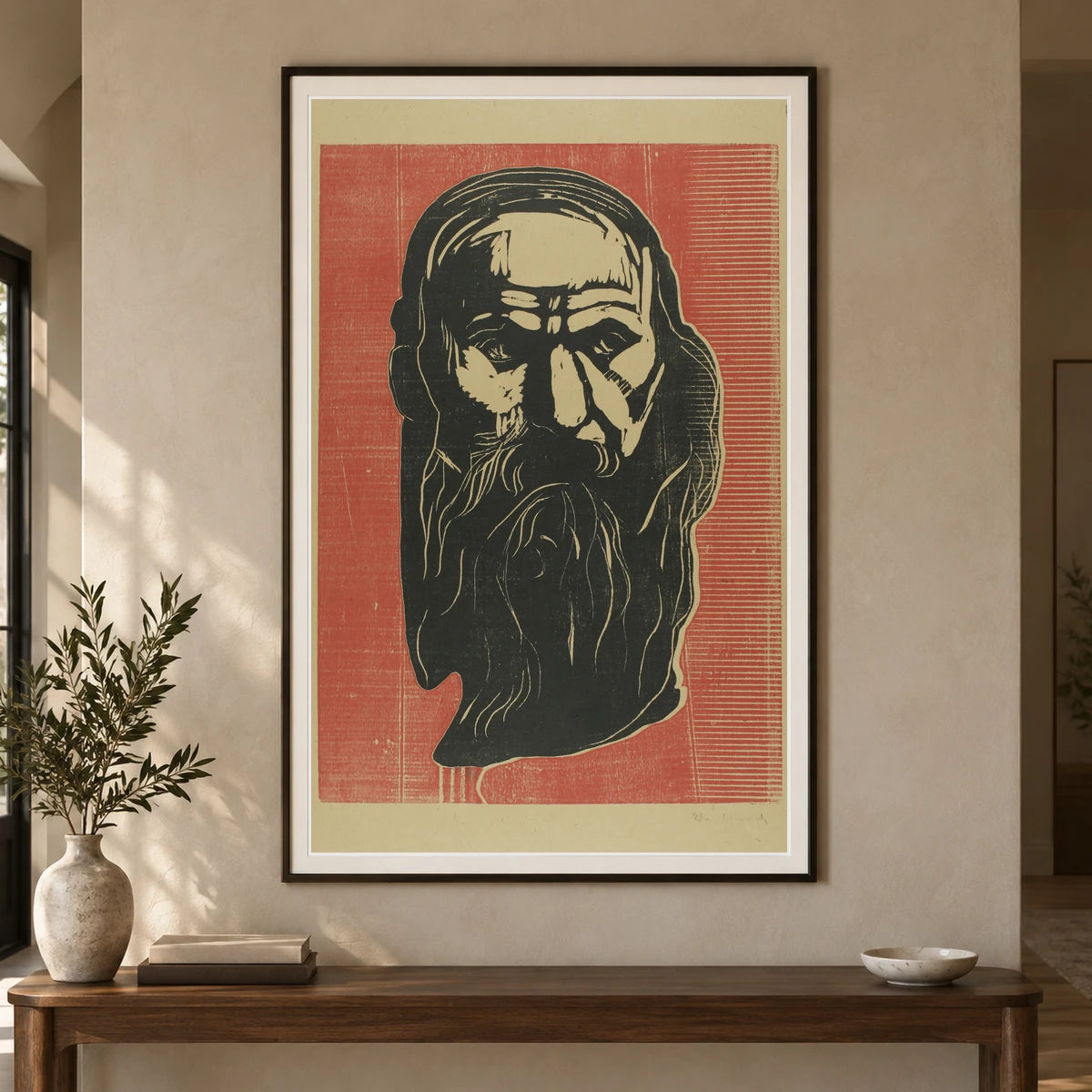 Head Of An Old Man With Beard (1902) — Edvard Munch shown in a styled interior