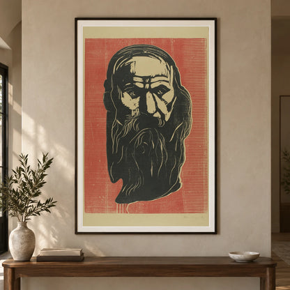 Head Of An Old Man With Beard (1902) — Edvard Munch shown in a styled interior