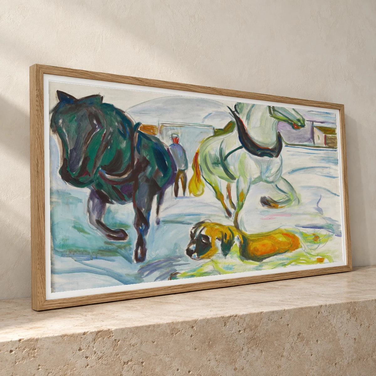 Horse Team And A St. Bernhard In The Snow (1923) — Edvard Munch edvard munch print by SaamCrafts