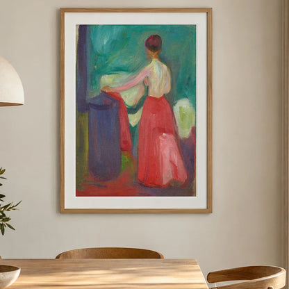 Nude With Red Skirt (1902) — Edvard Munch shown in a styled interior