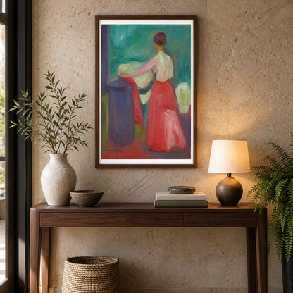 Nude With Red Skirt (1902) — Edvard Munch shown in a styled interior
