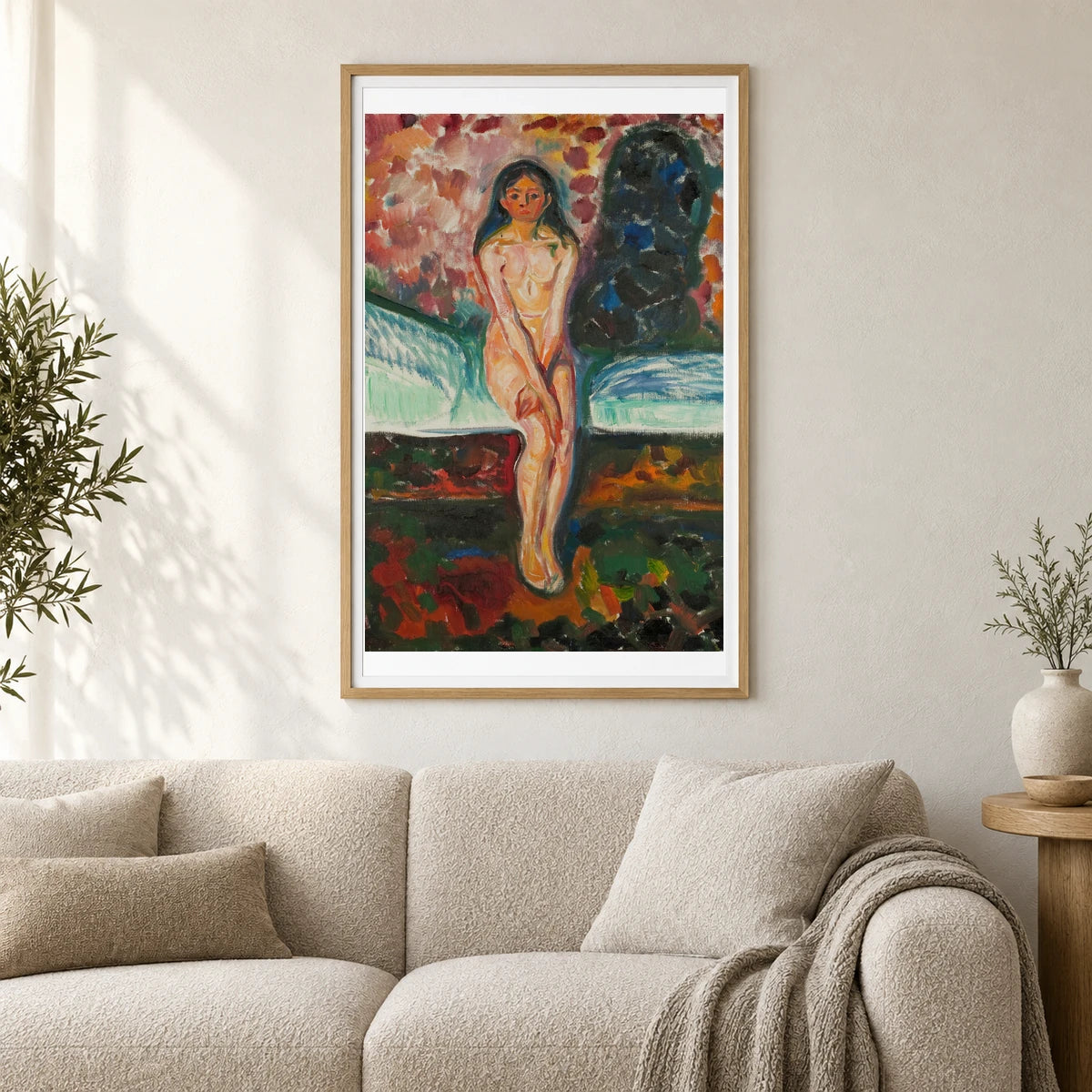 Puberty (1914–16) — Edvard Munch shown in a styled interior