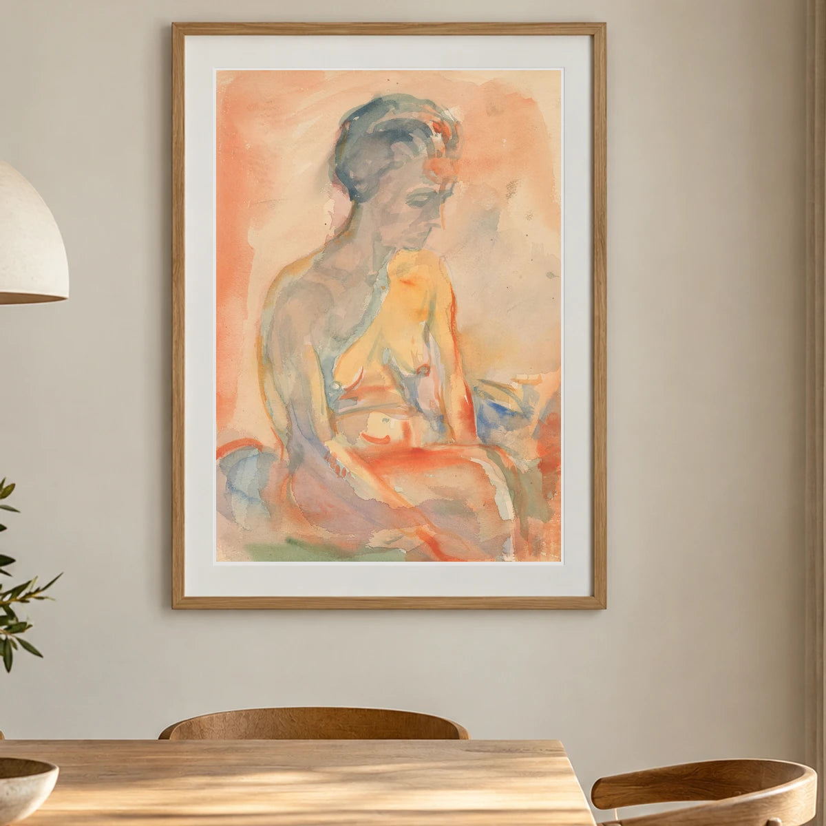 Sittende Kvinnelig Akt I Sidelys (1923 1933) — Edvard Munch shown in a styled interior