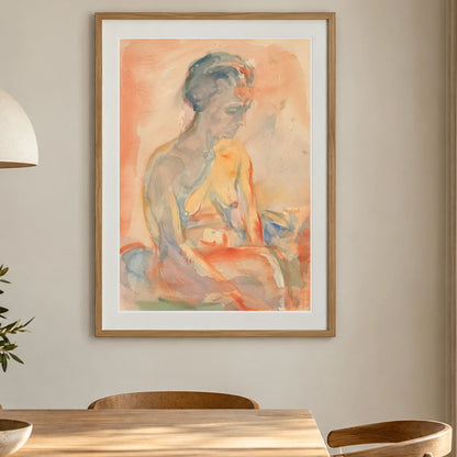 Sittende Kvinnelig Akt I Sidelys (1923 1933) — Edvard Munch shown in a styled interior
