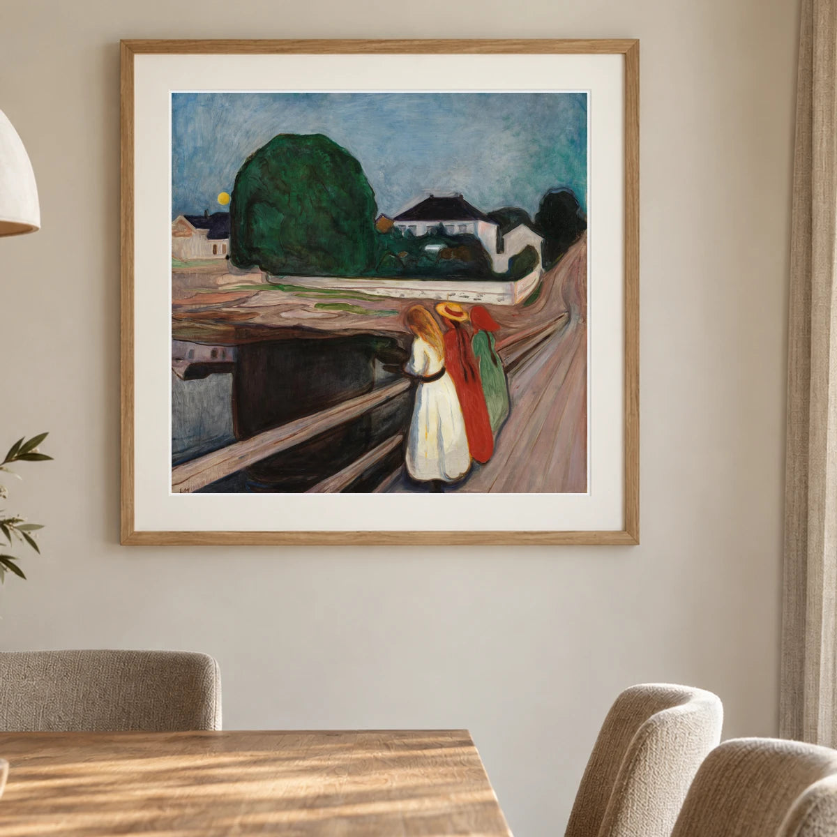 The Girls On The Bridge (1901) — Edvard Munch shown in a styled interior