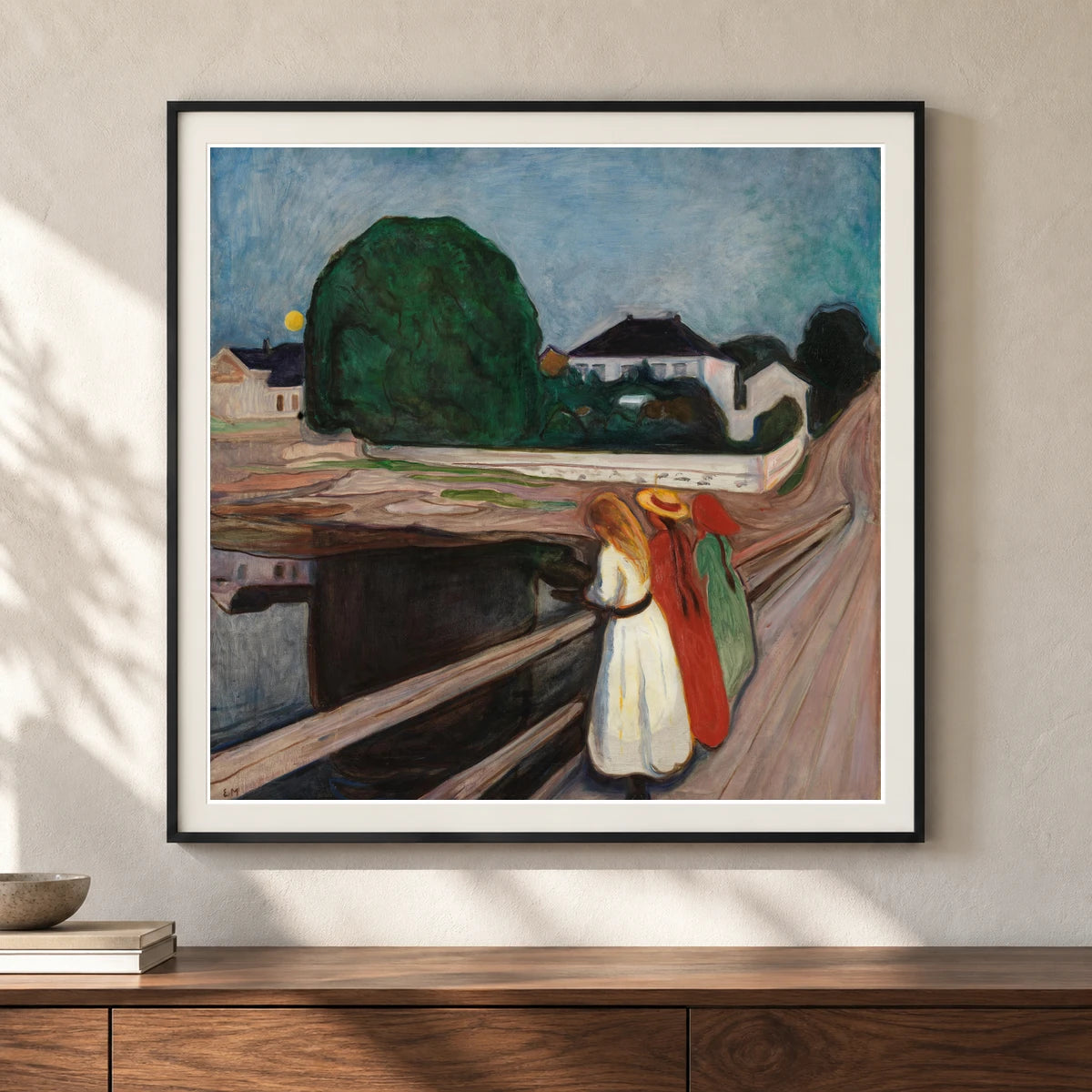 The Girls On The Bridge (1901) — Edvard Munch shown in a styled interior