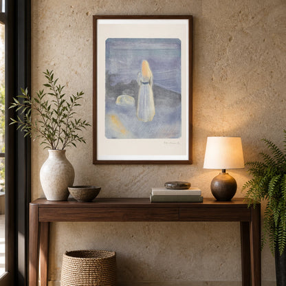 Young Woman On The Beach — Edvard Munch shown in a styled interior