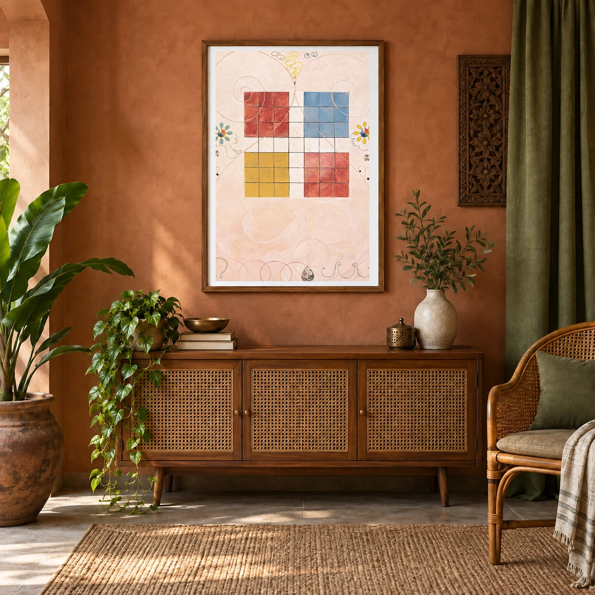 The Ten Largest, No. 10, Old Age (1907) — Hilma af Klint shown in a styled interior