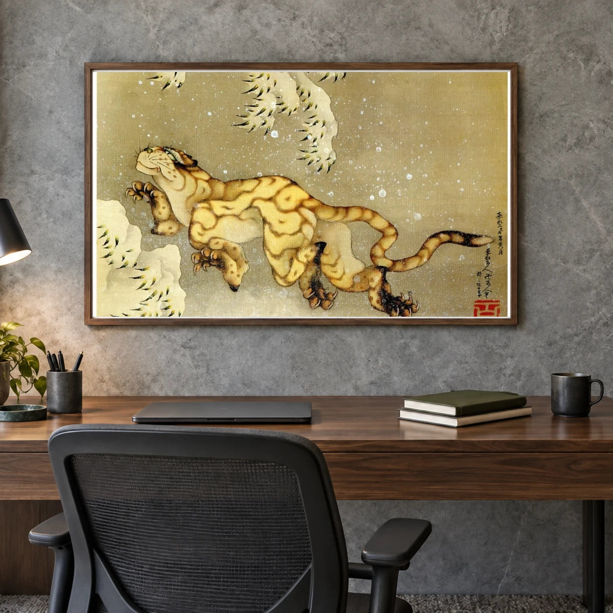 Katsushika Hokusai XIII — Katsushika Hokusai shown in a styled interior