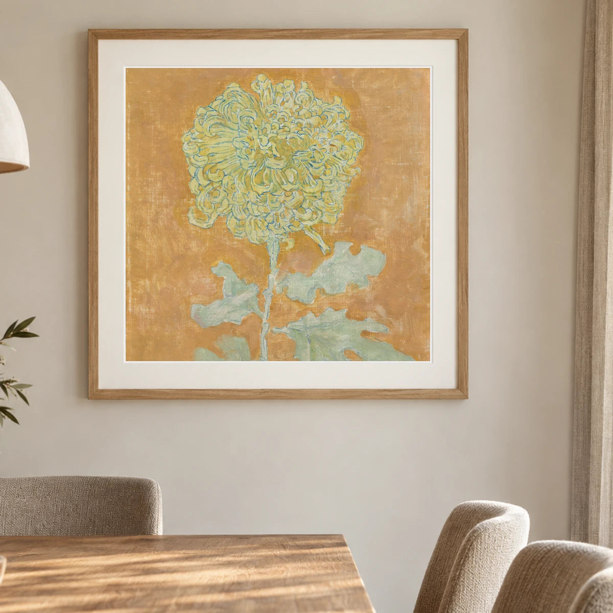Chrysanthemum (1906 1942) — Piet Mondrian shown in a styled interior