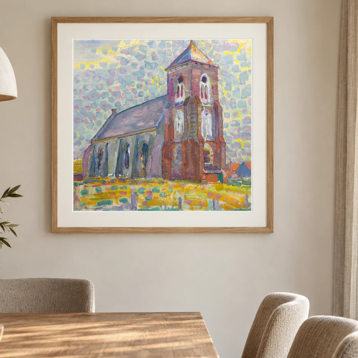 Church In Zoutelande (1909) — Piet Mondrian shown in a styled interior