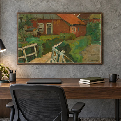 Farm Building With Bridge (circa 1899) — Piet Mondrian shown in a styled interior