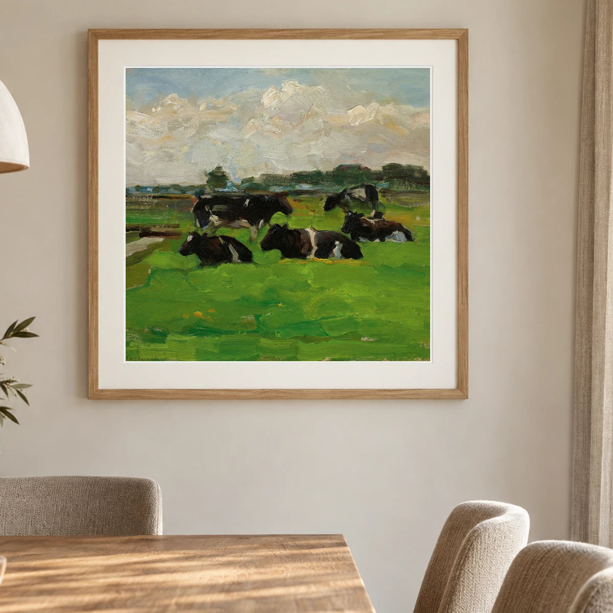 Landscape With Group Of Five Cows (circa 1901 02) — Piet Mondrian shown in a styled interior