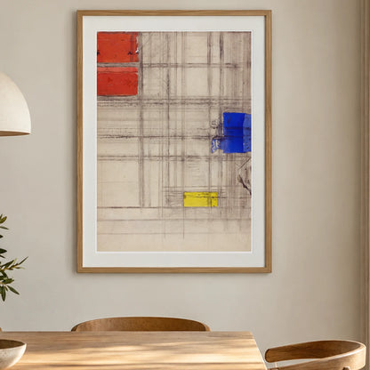 Study For A Composition (1940–1941) — Piet Mondrian shown in a styled interior