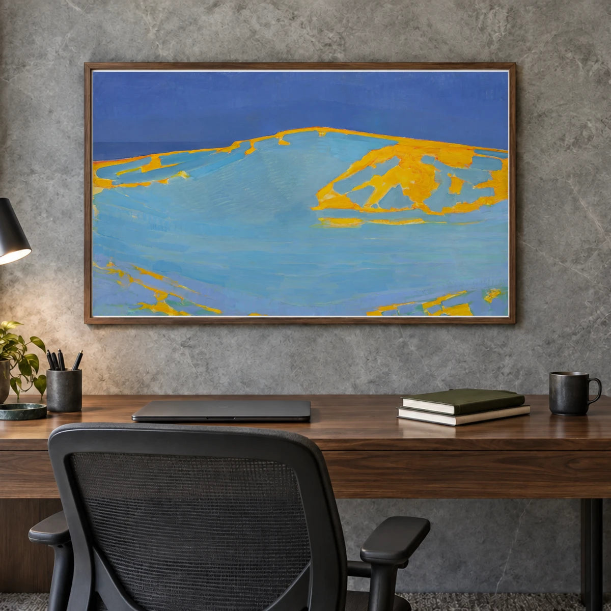 Summer, Dune In Zeeland (1910) — Piet Mondrian shown in a styled interior