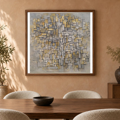 Tableau No. 2,composition No. Vii (1913) — Piet Mondrian shown in a styled interior