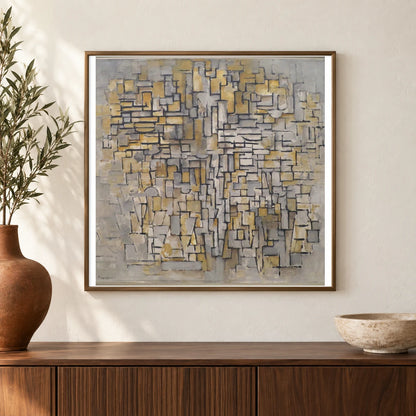 Tableau No. 2,composition No. Vii (1913) — Piet Mondrian shown in a styled interior
