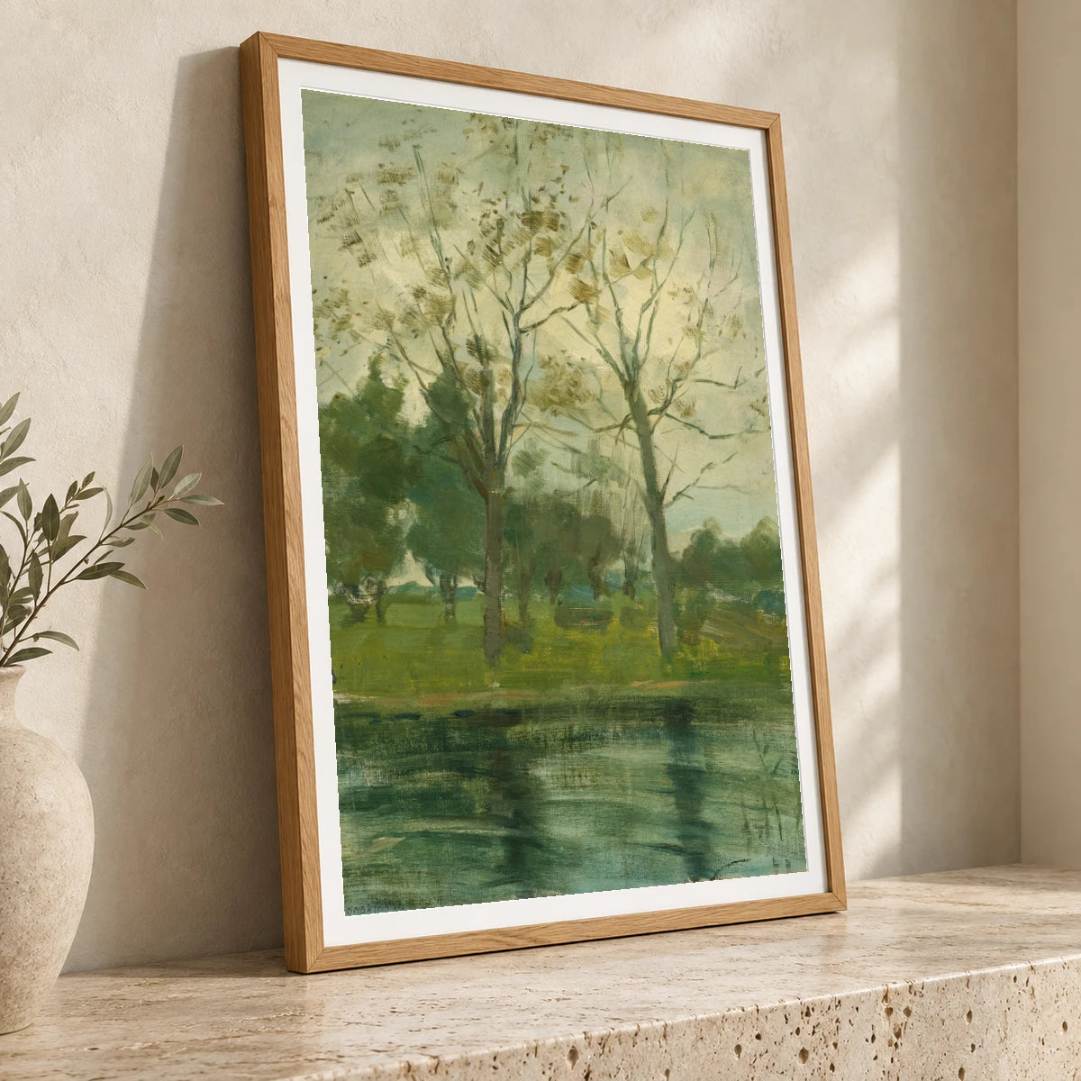 Two Trees Silhouetted Behind A Water Course (1900 02) — Piet Mondrian piet mondrian print by SaamCrafts
