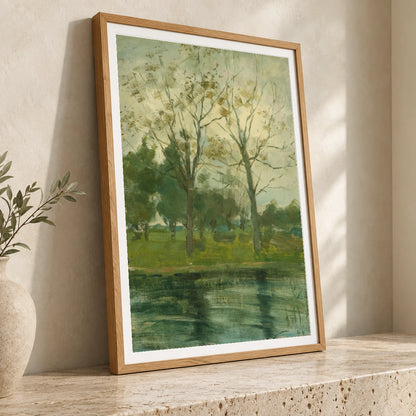 Two Trees Silhouetted Behind A Water Course (1900 02) — Piet Mondrian piet mondrian print by SaamCrafts