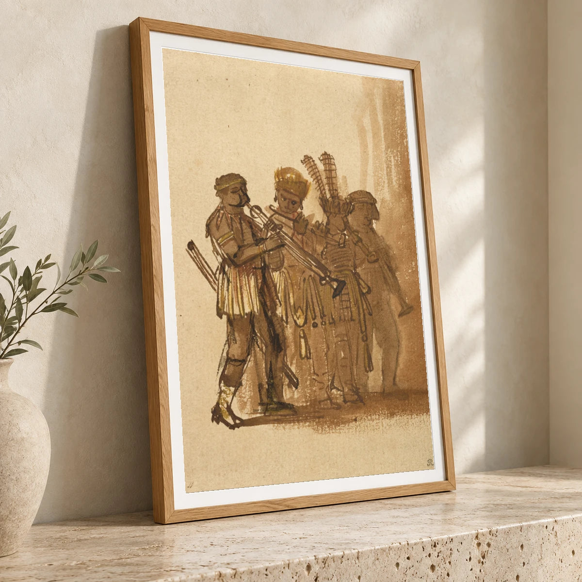 Four Musicians With Wind Instruments — Rembrandt van Rijn rembrandt van rijn print by SaamCrafts
