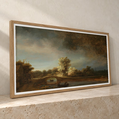 Landscape With A Stone Bridge (c. 1638) — Rembrandt van Rijn rembrandt van rijn print by SaamCrafts