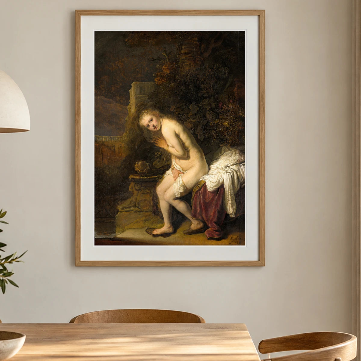 Susanna — Rembrandt van Rijn shown in a styled interior