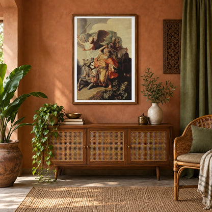 The Donkey Of The Prophet Balaam — Rembrandt van Rijn shown in a styled interior