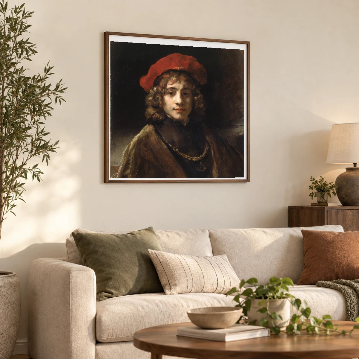 Titus, The Artist’s Son (c. 1657) — Rembrandt van Rijn shown in a styled interior