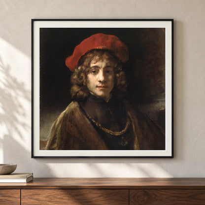 Titus, The Artist’s Son (c. 1657) — Rembrandt van Rijn shown in a styled interior