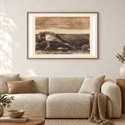 Die Pflüger (1907) — Käthe Kollwitz shown in a styled interior