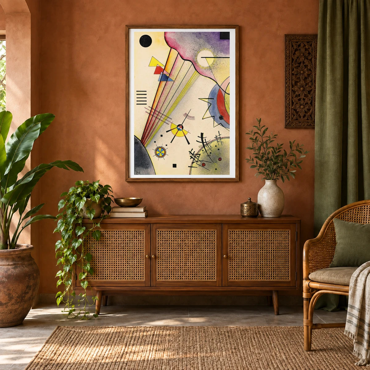 Wassily Kandinsky Deutliche Verbindung (clear Connection) (1925) — Wassily Kandinsky shown in a styled interior