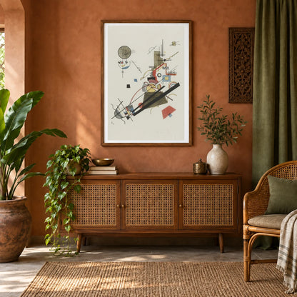 Wassily Kandinsky Frohlicher Augsteig (1923) — Wassily Kandinsky shown in a styled interior